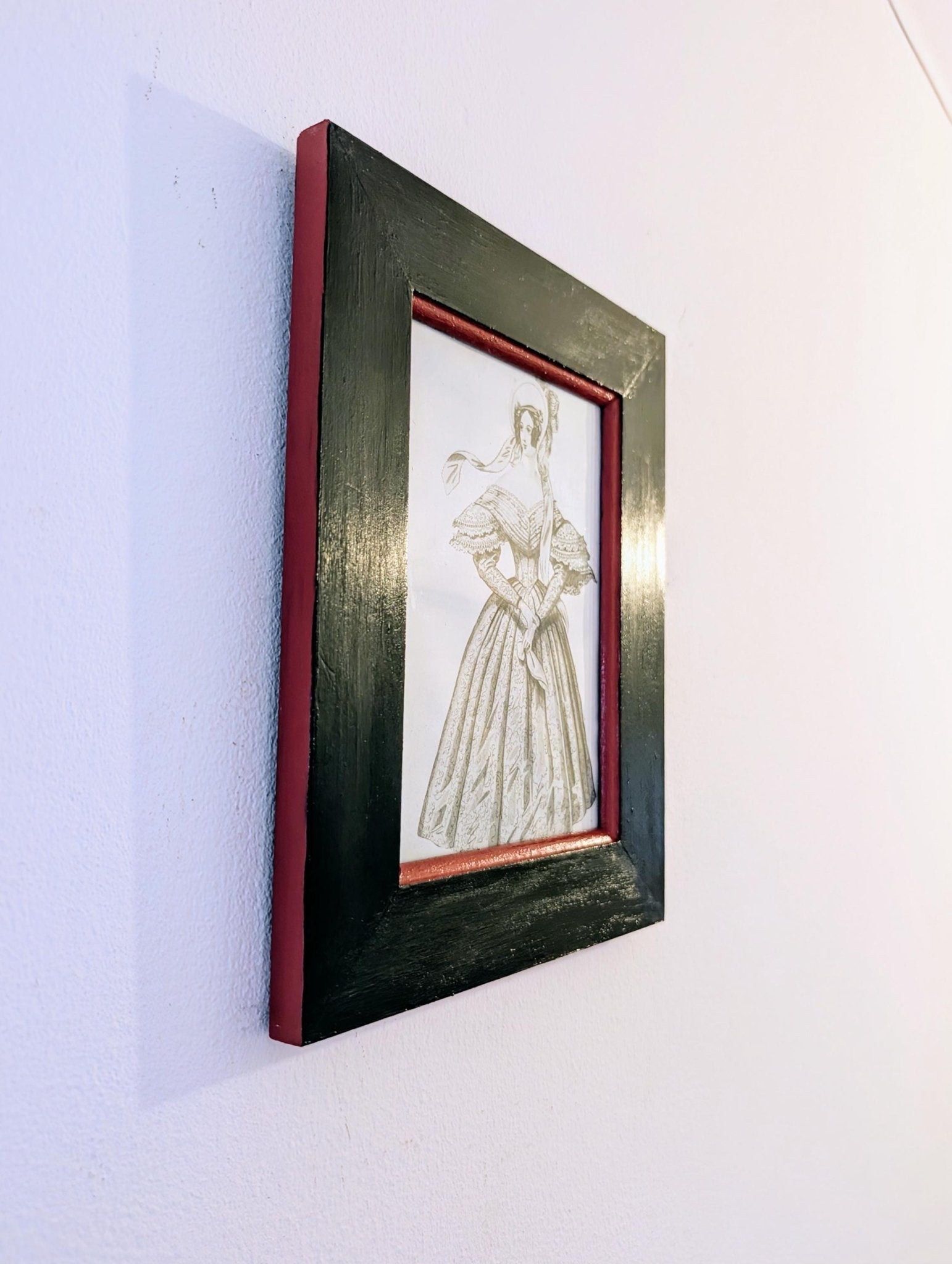 7 x5" wall hanging solid wooden hand painted photo picture frame. Simple Black and red house home decor gothic horror couple gift present - Oh My Gothness