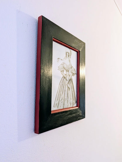 7 x5" wall hanging solid wooden hand painted photo picture frame. Simple Black and red house home decor gothic horror couple gift present - Oh My Gothness