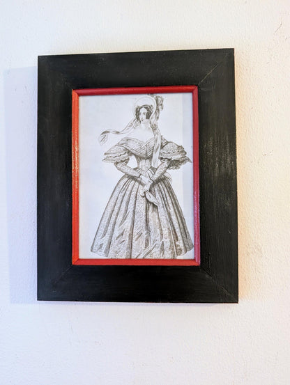 7 x5" wall hanging solid wooden hand painted photo picture frame. Simple Black and red house home decor gothic horror couple gift present - Oh My Gothness