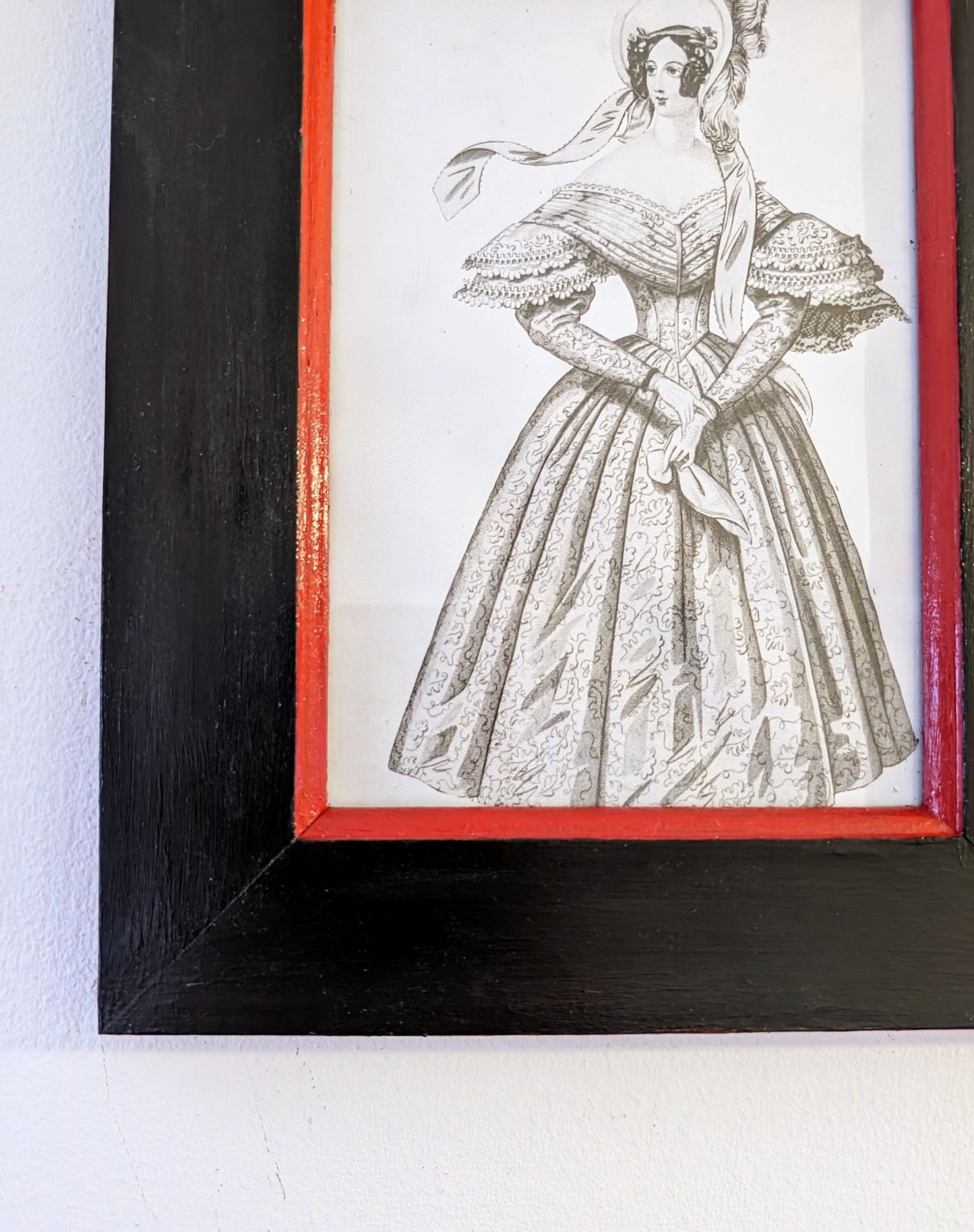 7 x5" wall hanging solid wooden hand painted photo picture frame. Simple Black and red house home decor gothic horror couple gift present - Oh My Gothness