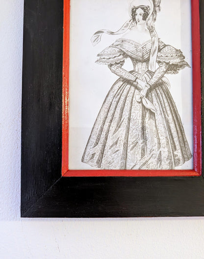 7 x5" wall hanging solid wooden hand painted photo picture frame. Simple Black and red house home decor gothic horror couple gift present - Oh My Gothness