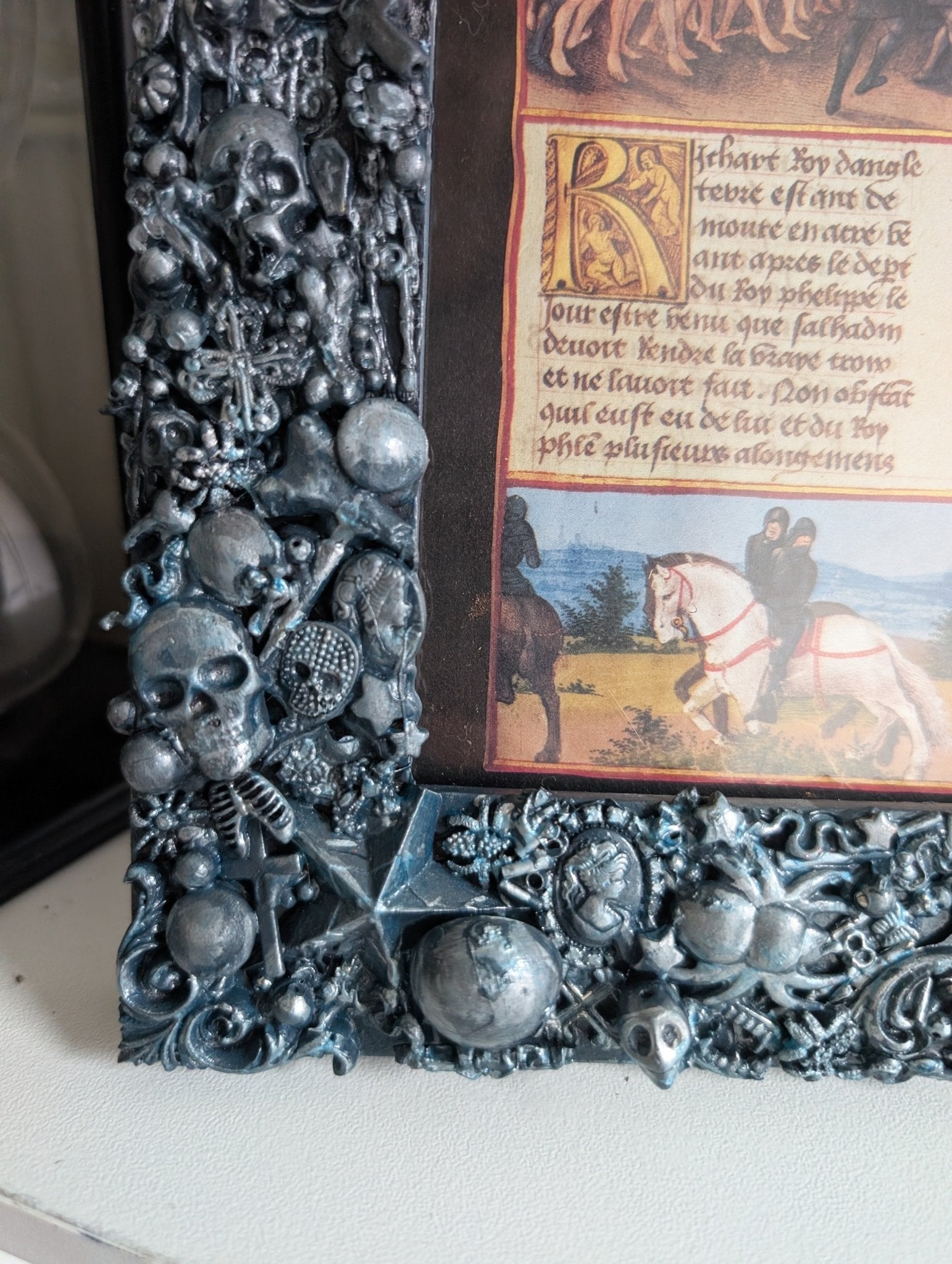 8 x 10" Picture Frame Wall Hanging Freestanding Chunky Gothic Home Decor Blue with Brushed SIlver - Oh My Gothness