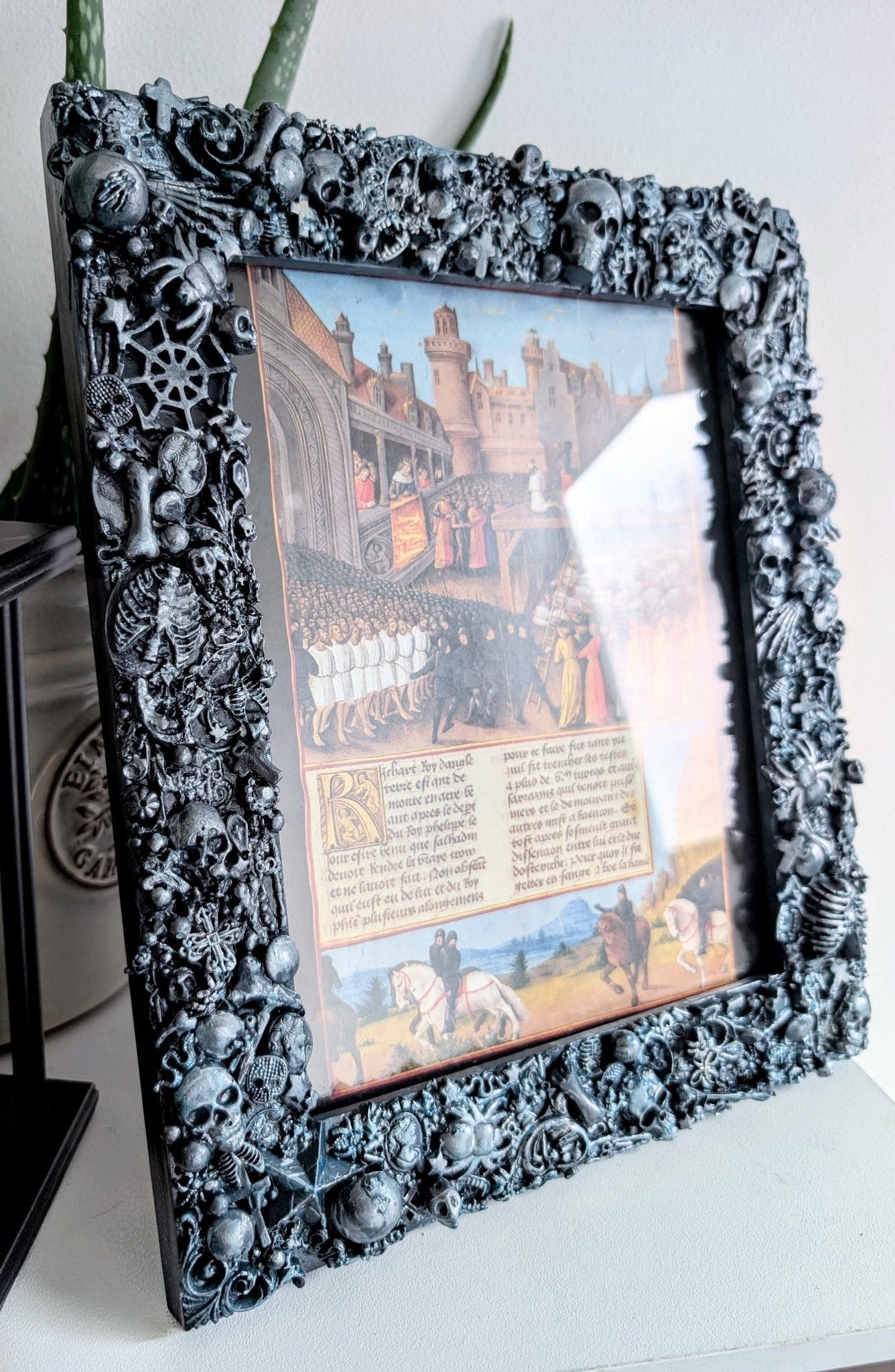 8 x 10" Picture Frame Wall Hanging Freestanding Chunky Gothic Home Decor Blue with Brushed SIlver - Oh My Gothness