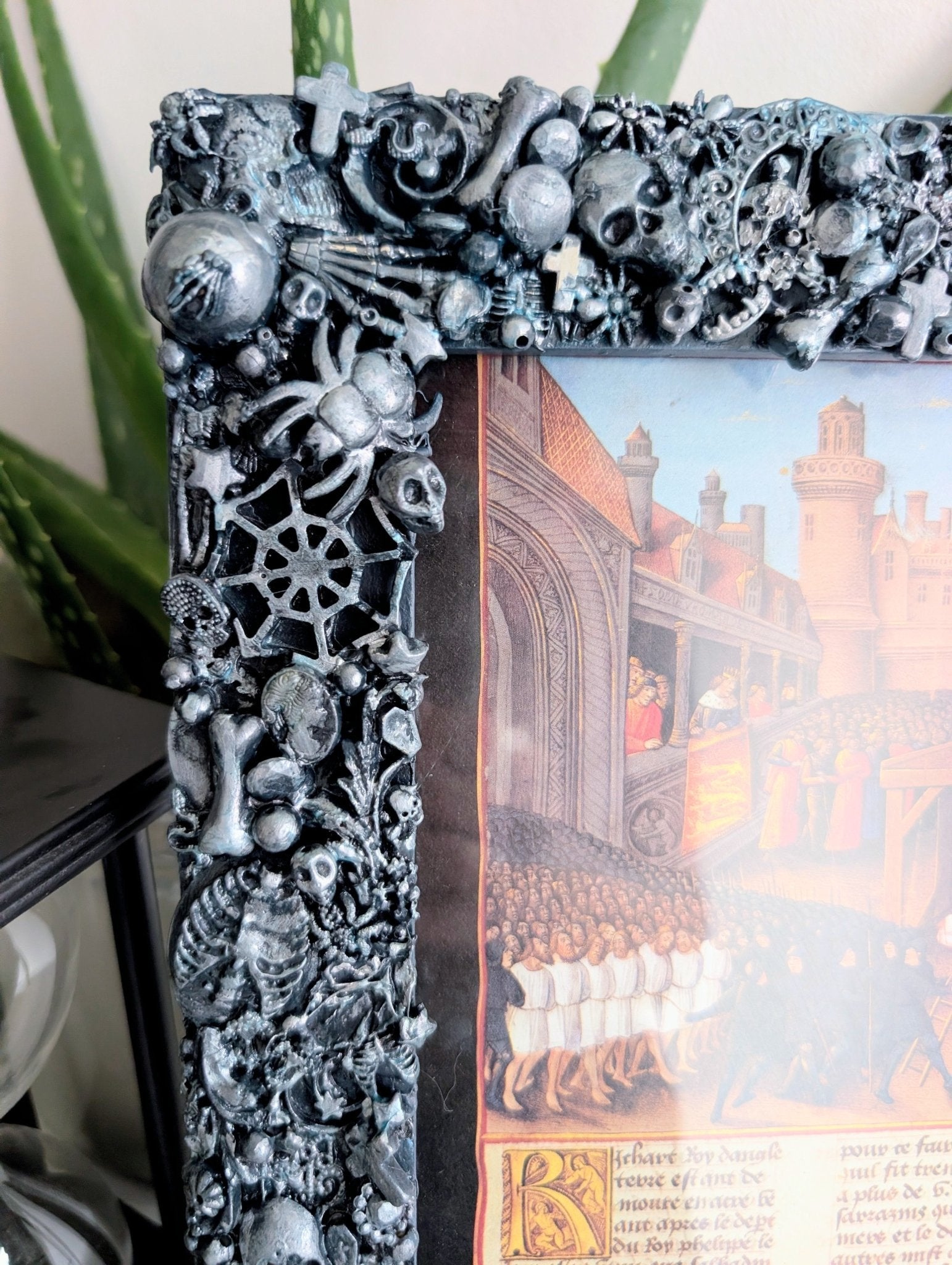 8 x 10" Picture Frame Wall Hanging Freestanding Chunky Gothic Home Decor Blue with Brushed SIlver - Oh My Gothness
