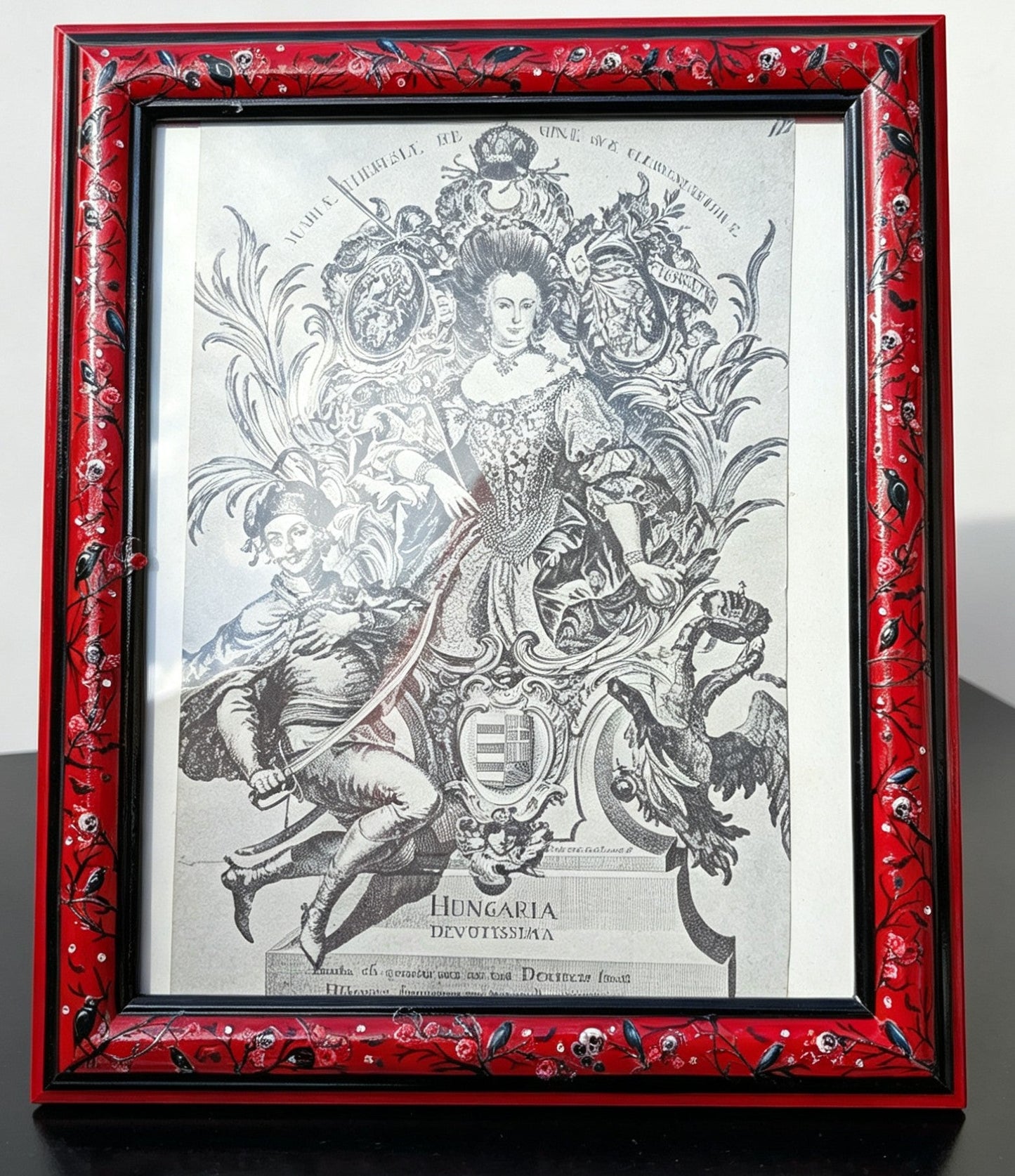 8 x 10" Portrait Free Standing Picture Frame. Red, Crows, Trees, Diamantes, Skulls - Gothic Home Decor - Oh My Gothness