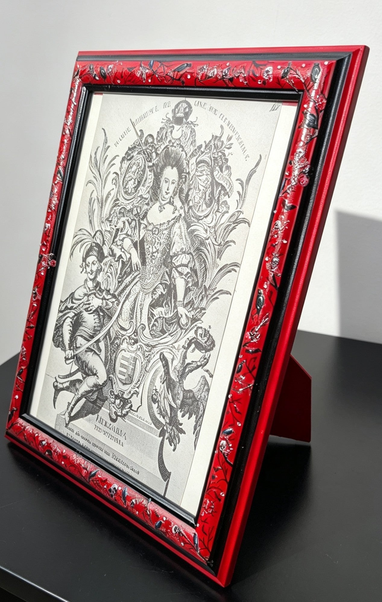 8 x 10" Portrait Free Standing Picture Frame. Red, Crows, Trees, Diamantes, Skulls - Gothic Home Decor - Oh My Gothness