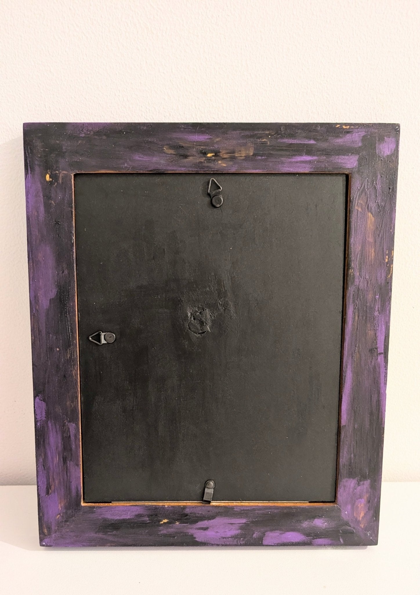 8 x 10" Portrait Wall Hanging Picture Frame. Hand Painted Metallic Purple and Embellished with Mirror Moon and Stars. Goth Home Decor Gift - Oh My Gothness