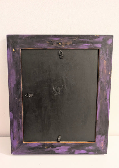 8 x 10" Portrait Wall Hanging Picture Frame. Hand Painted Metallic Purple and Embellished with Mirror Moon and Stars. Goth Home Decor Gift - Oh My Gothness