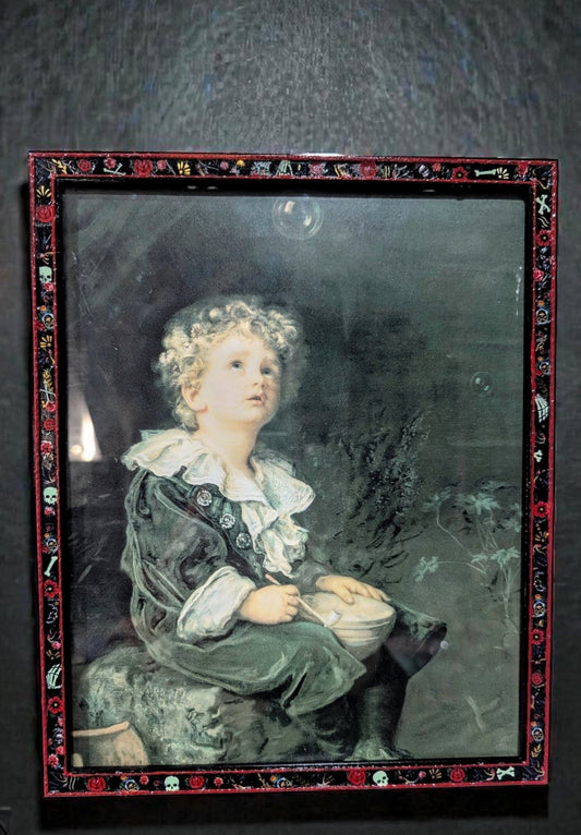 8 x 10" Vintage Tattoo Inspired Portrait Wall Hanging Picture Frame. Black and Red Home Decor Gift - Oh My Gothness