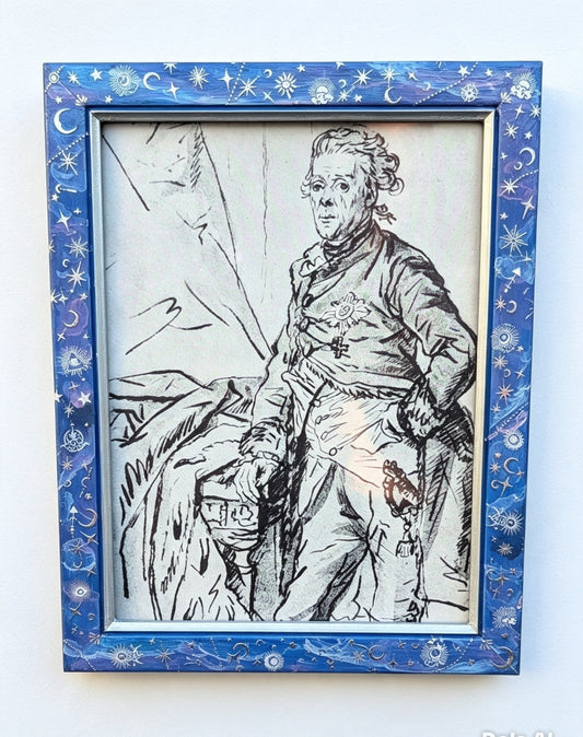 8 x 6" Hand-Painted Wall Hanging Portrait Picture Frame Inspired Celestial Galaxy in Blue Silver Pink. Cosmic Home Decor - Oh My Gothness