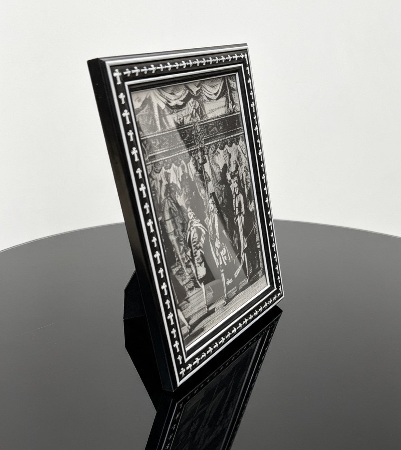 8 x 6" Picture Frame Portrait Freestanding Black and White Decorative Crosses - Gothic Home Decor - Oh My Gothness