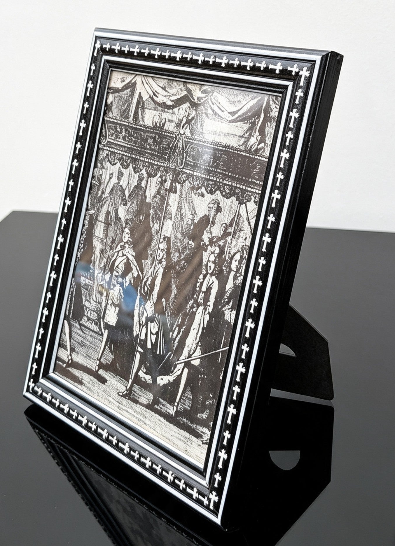 8 x 6" Picture Frame Portrait Freestanding Black and White Decorative Crosses - Gothic Home Decor - Oh My Gothness