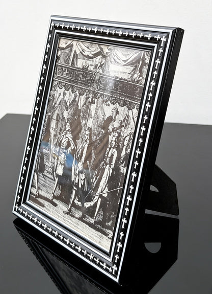 8 x 6" Picture Frame Portrait Freestanding Black and White Decorative Crosses - Gothic Home Decor - Oh My Gothness