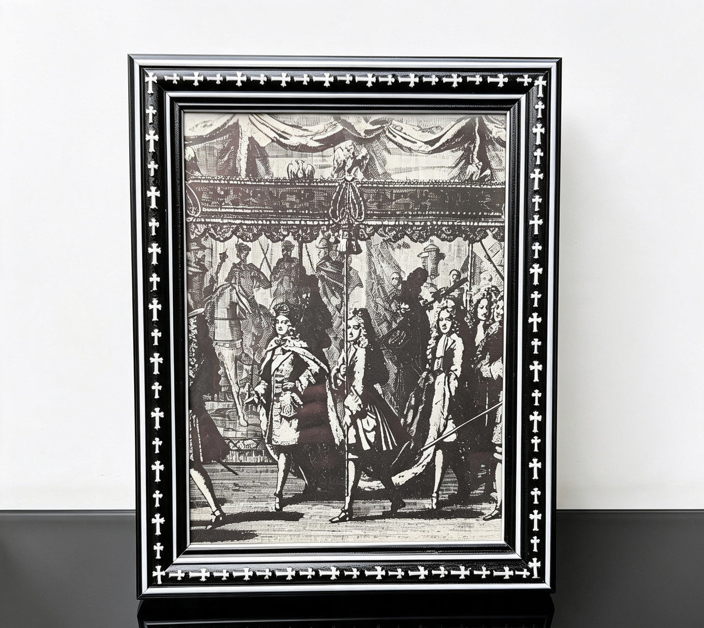 8 x 6" Picture Frame Portrait Freestanding Black and White Decorative Crosses - Gothic Home Decor - Oh My Gothness