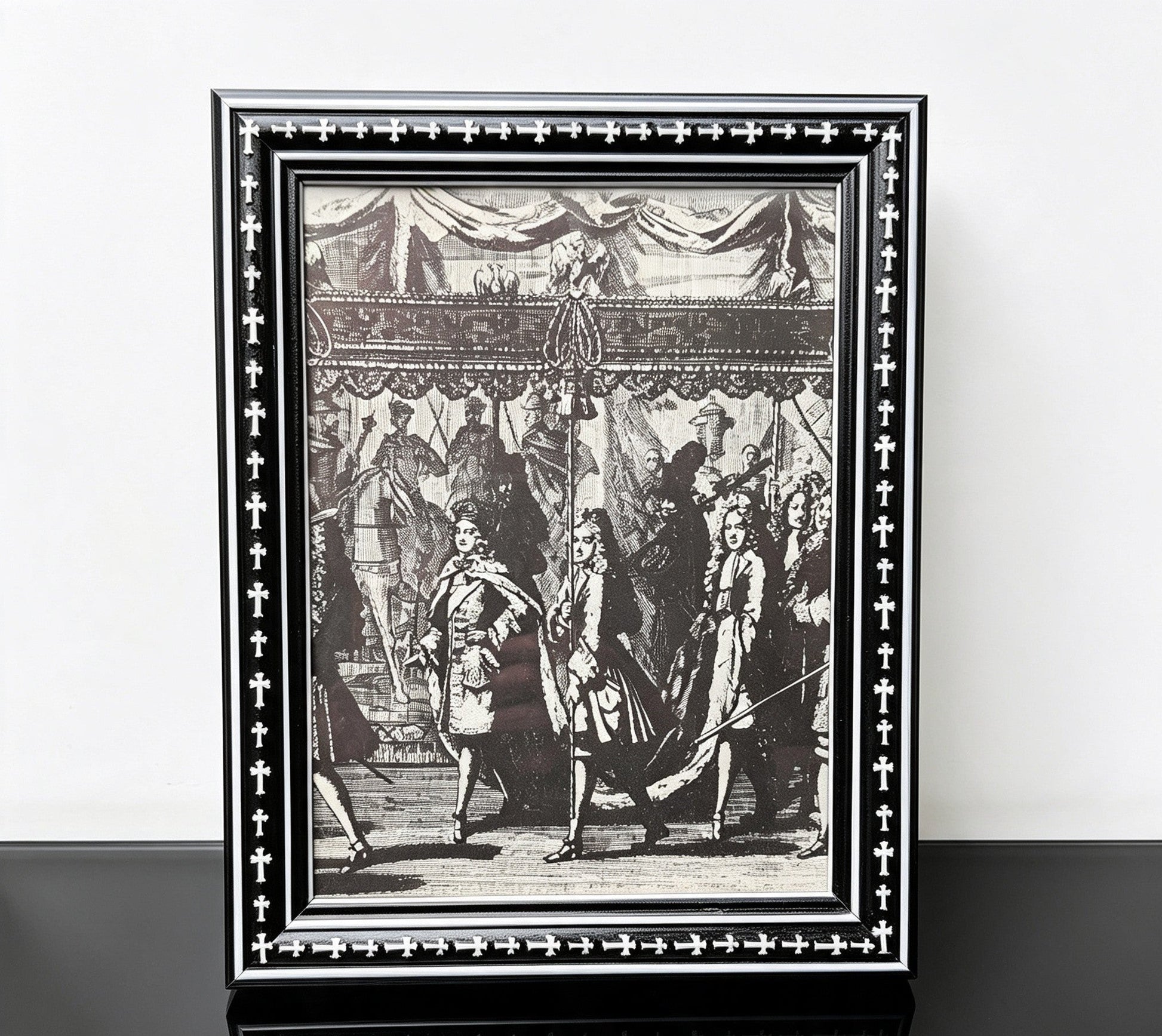 8 x 6" Picture Frame Portrait Freestanding Black and White Decorative Crosses - Gothic Home Decor - Oh My Gothness