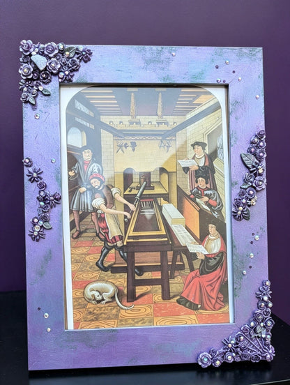 8 x 6" Picture Frame. Portrait, Lilac, Green, Spiders, Diamantes, Roses And Foliage. Gothic Home Decor - Oh My Gothness