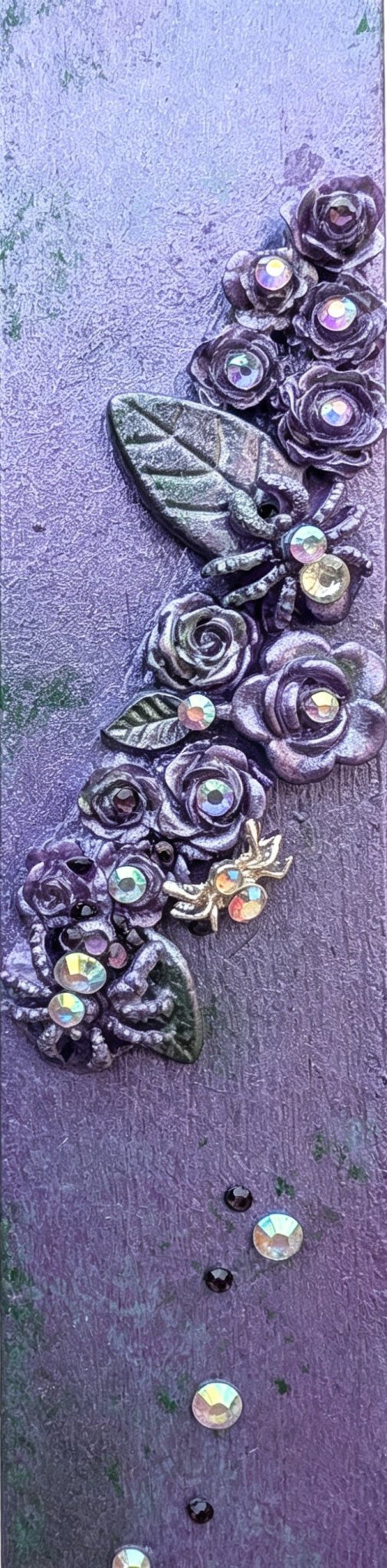 8 x 6" Picture Frame. Portrait, Lilac, Green, Spiders, Diamantes, Roses And Foliage. Gothic Home Decor - Oh My Gothness