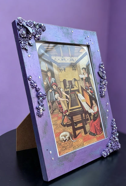 8 x 6" Picture Frame. Portrait, Lilac, Green, Spiders, Diamantes, Roses And Foliage. Gothic Home Decor - Oh My Gothness