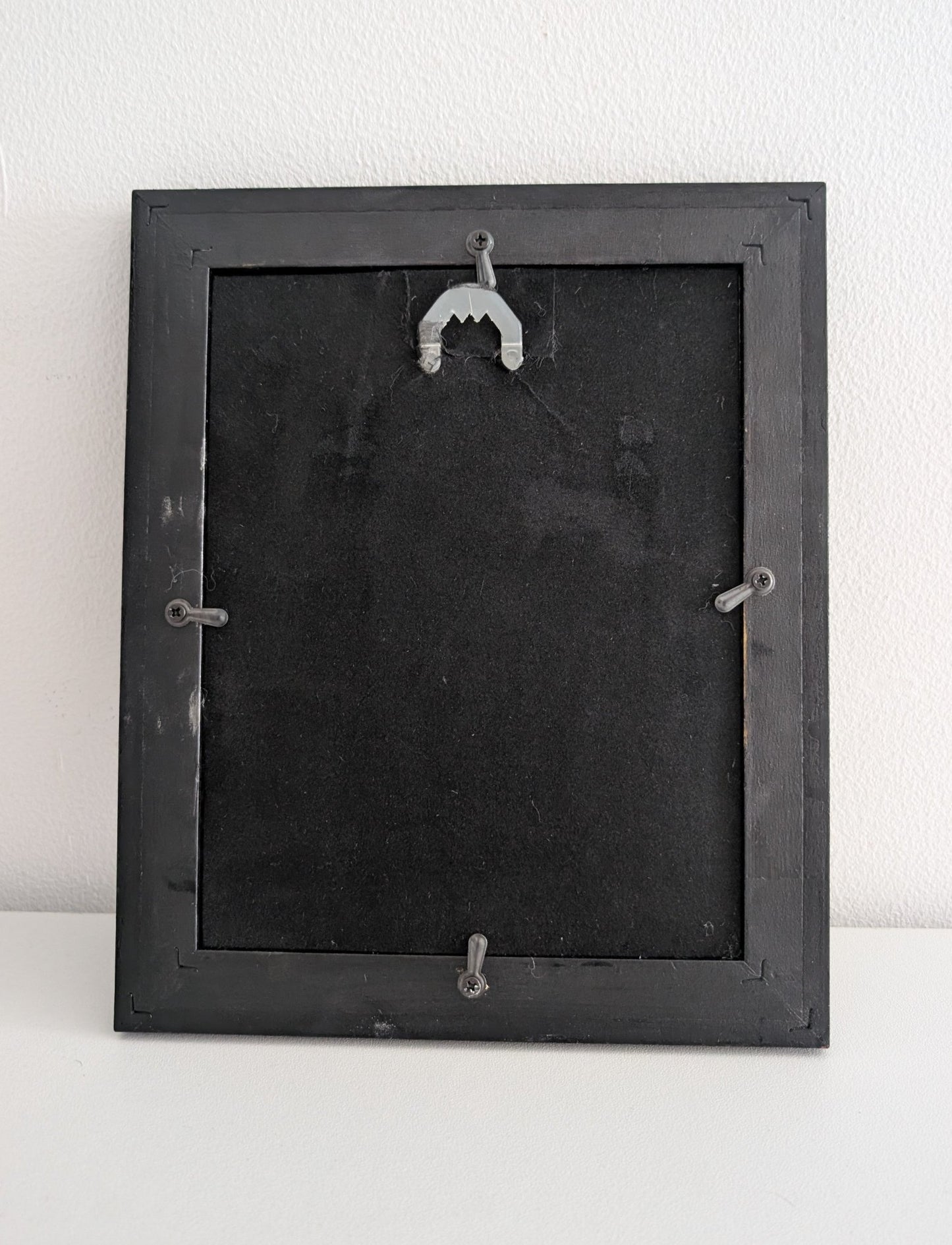 8 x 6.5" Picture Frame Wall Hanging Portrait Hand Painted In Black and Silver Gothic Home Decor - Oh My Gothness