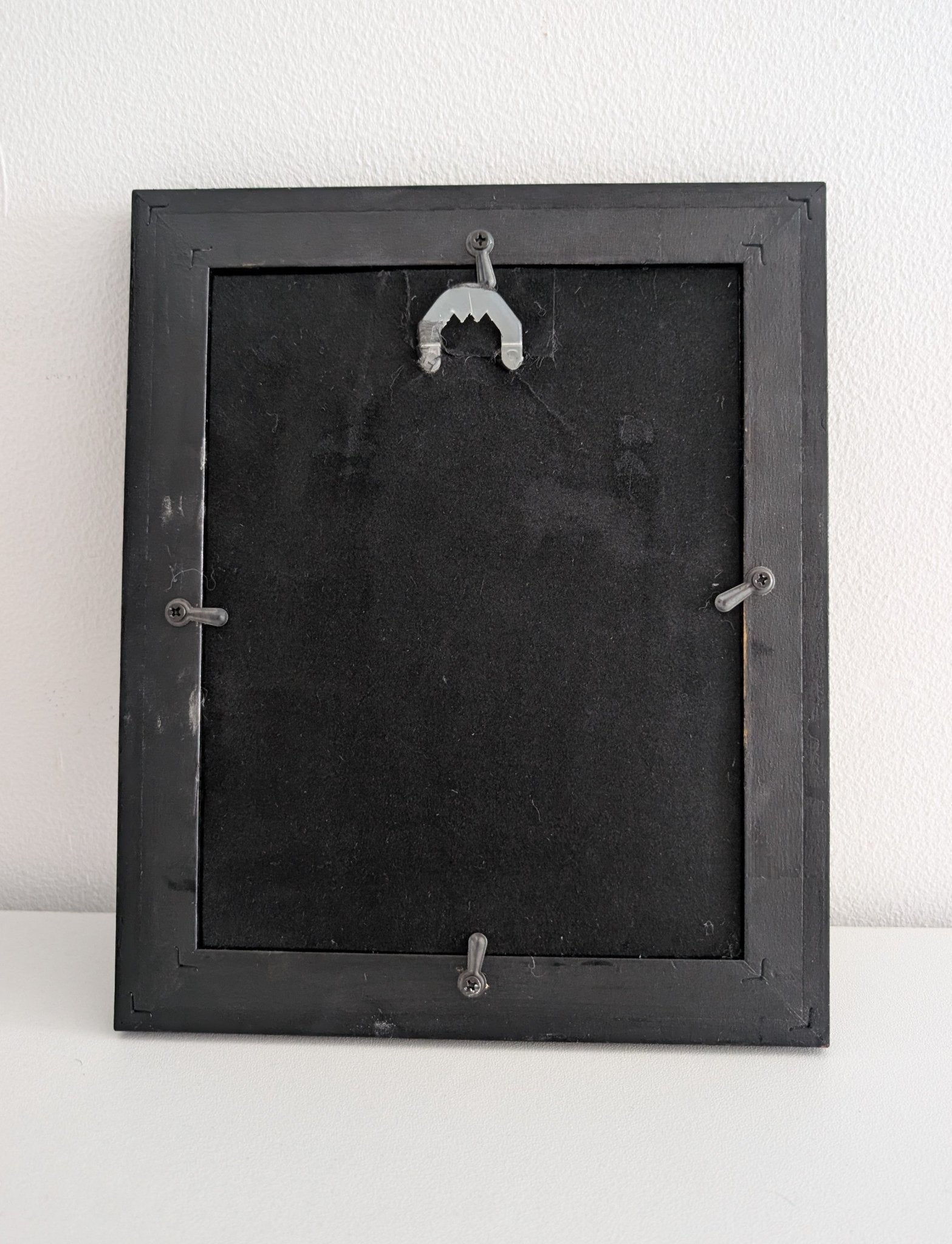8 x 6.5" Picture Frame Wall Hanging Portrait Hand Painted In Black and Silver Gothic Home Decor - Oh My Gothness
