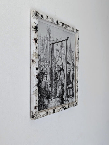 8.5"X 10" portrait Gothic Photo Picture Frame. Wall hung decor Hand painted in white with spiders and webs horror fan arachnophobia gift - Oh My Gothness