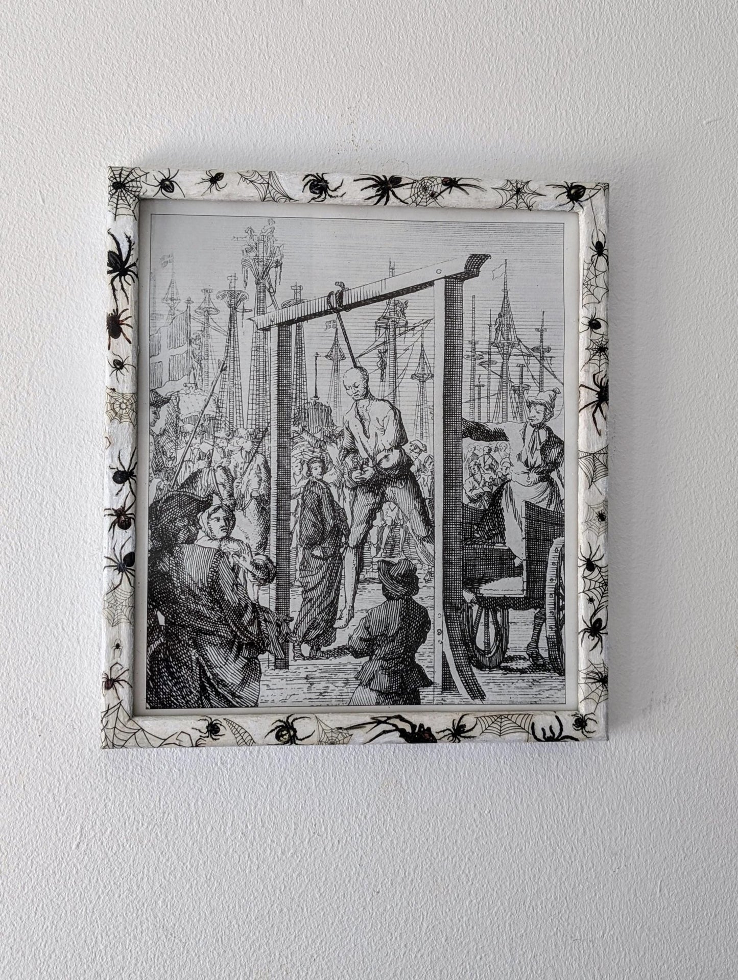 8.5"X 10" portrait Gothic Photo Picture Frame. Wall hung decor Hand painted in white with spiders and webs horror fan arachnophobia gift - Oh My Gothness