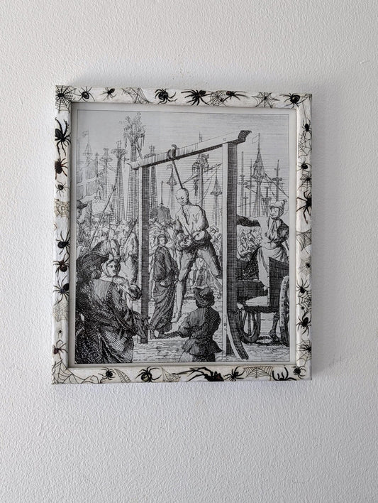 8.5"X 10" portrait Gothic Photo Picture Frame. Wall hung decor Hand painted in white with spiders and webs horror fan arachnophobia gift - Oh My Gothness