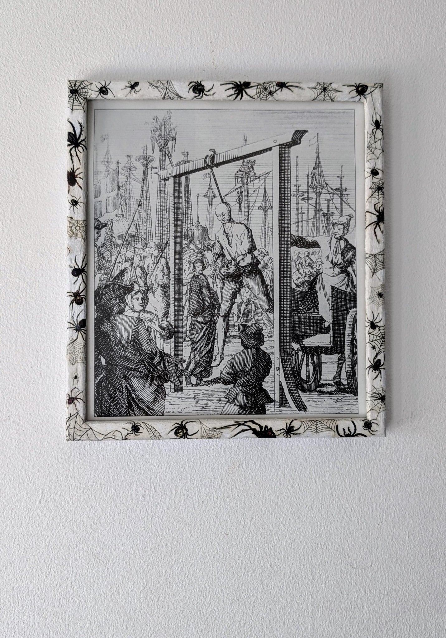 8.5"X 10" portrait Gothic Photo Picture Frame. Wall hung decor Hand painted in white with spiders and webs horror fan arachnophobia gift - Oh My Gothness
