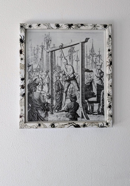 8.5"X 10" portrait Gothic Photo Picture Frame. Wall hung decor Hand painted in white with spiders and webs horror fan arachnophobia gift - Oh My Gothness