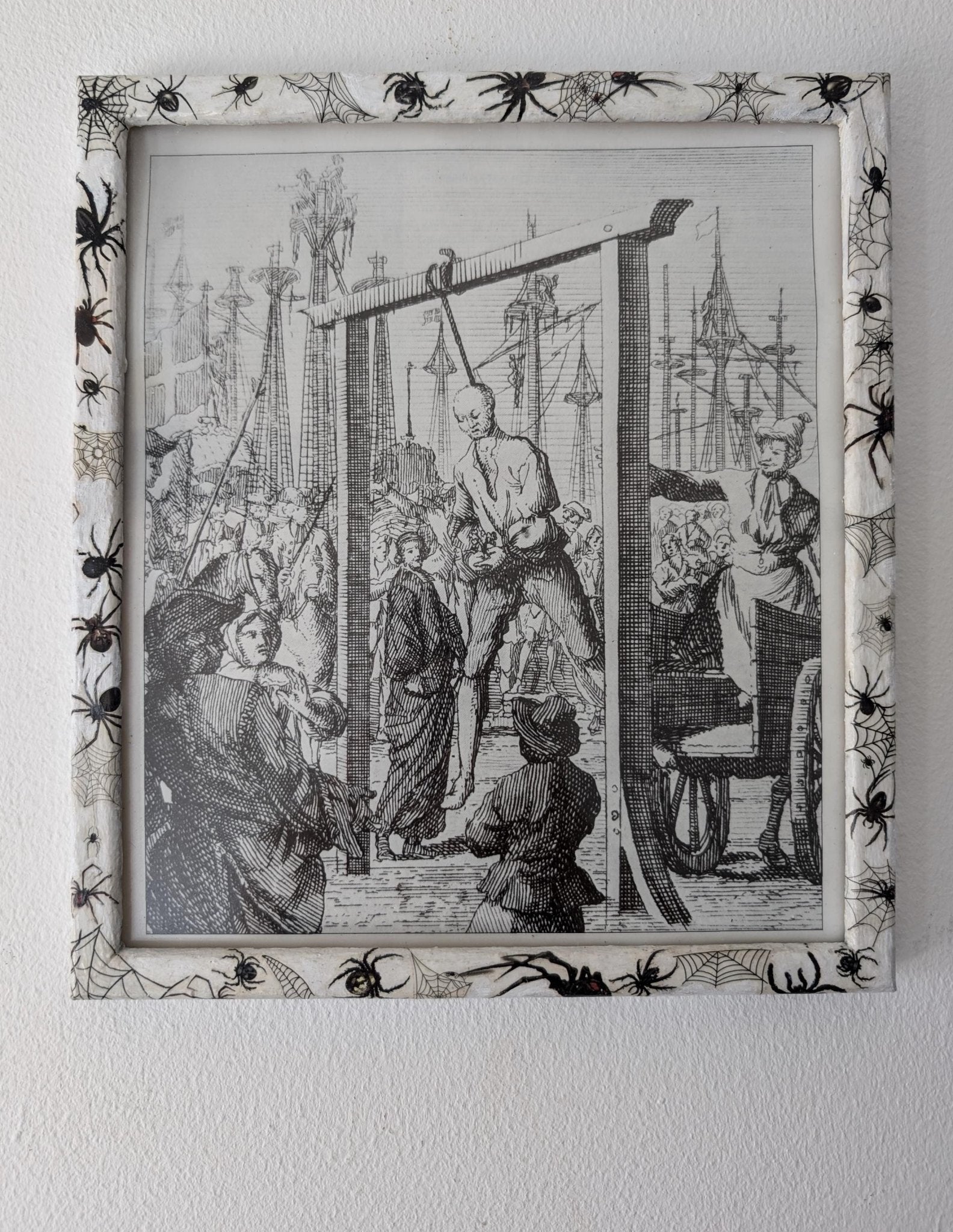 8.5"X 10" portrait Gothic Photo Picture Frame. Wall hung decor Hand painted in white with spiders and webs horror fan arachnophobia gift - Oh My Gothness