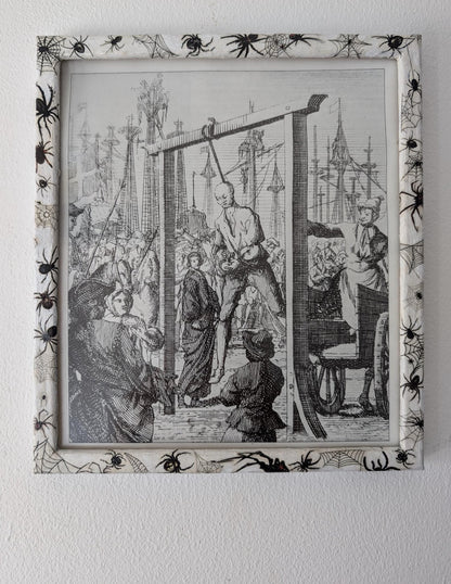 8.5"X 10" portrait Gothic Photo Picture Frame. Wall hung decor Hand painted in white with spiders and webs horror fan arachnophobia gift - Oh My Gothness