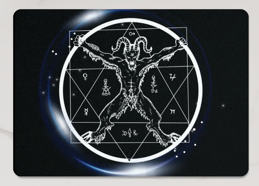 Large Black and white demon design, heatproof, tempered glass chopping board.