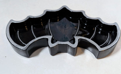 Hand Cast Black + Silver Bat Jewellery Trinket Dish Home Decor Gift