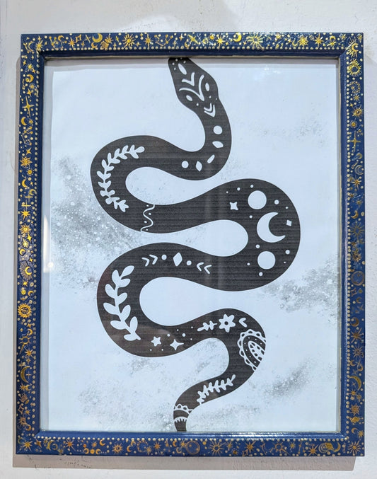 8 x 10" Blue and Gold Celestial Wooden Portrait Wall Hanging Picture Frame
