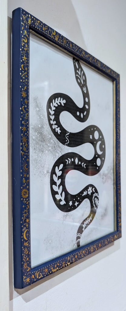 8 x 10" Blue and Gold Celestial Wooden Portrait Wall Hanging Picture Frame