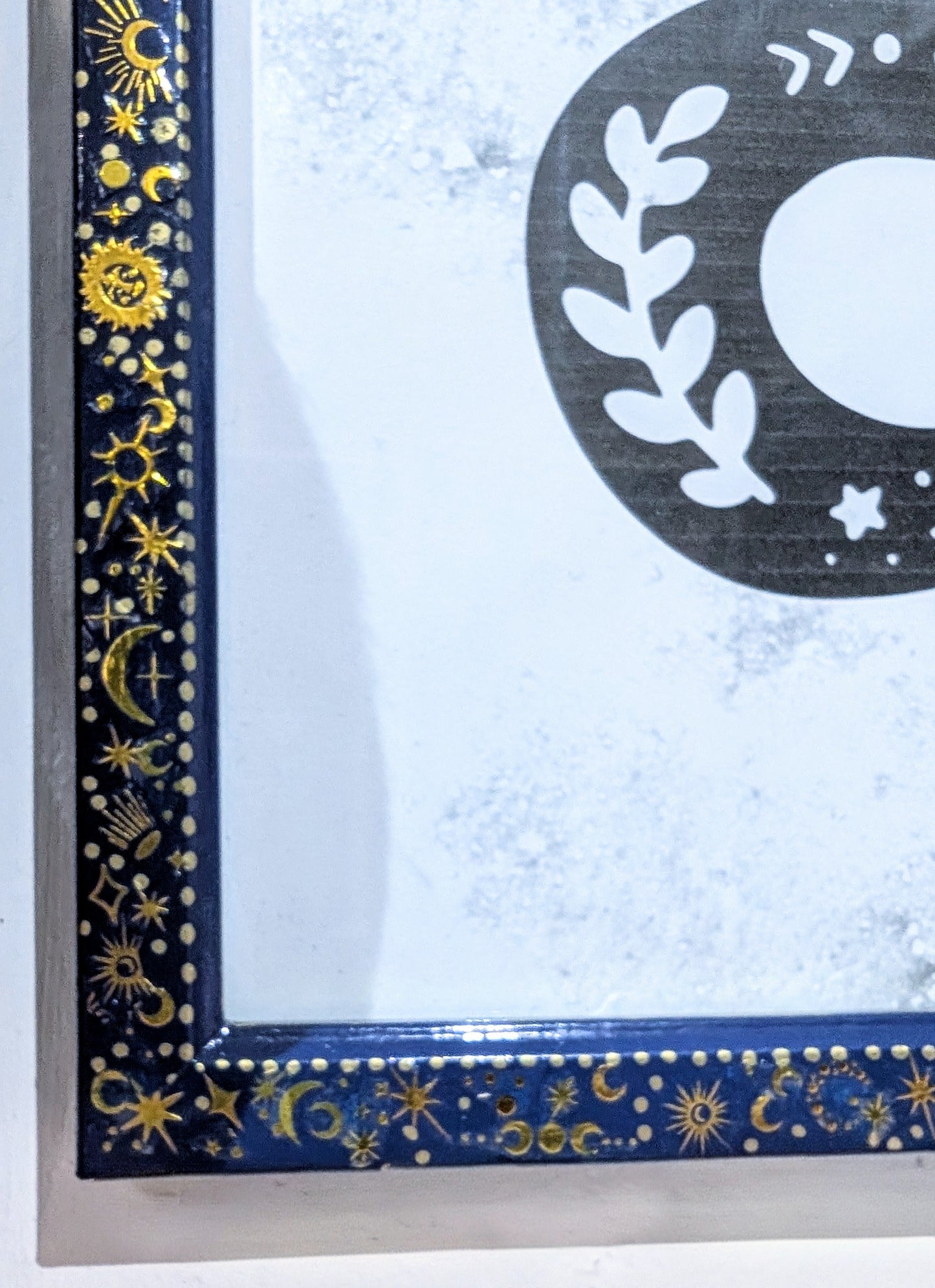 8 x 10" Blue and Gold Celestial Wooden Portrait Wall Hanging Picture Frame