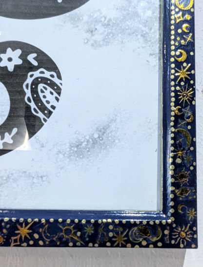 8 x 10" Blue and Gold Celestial Wooden Portrait Wall Hanging Picture Frame