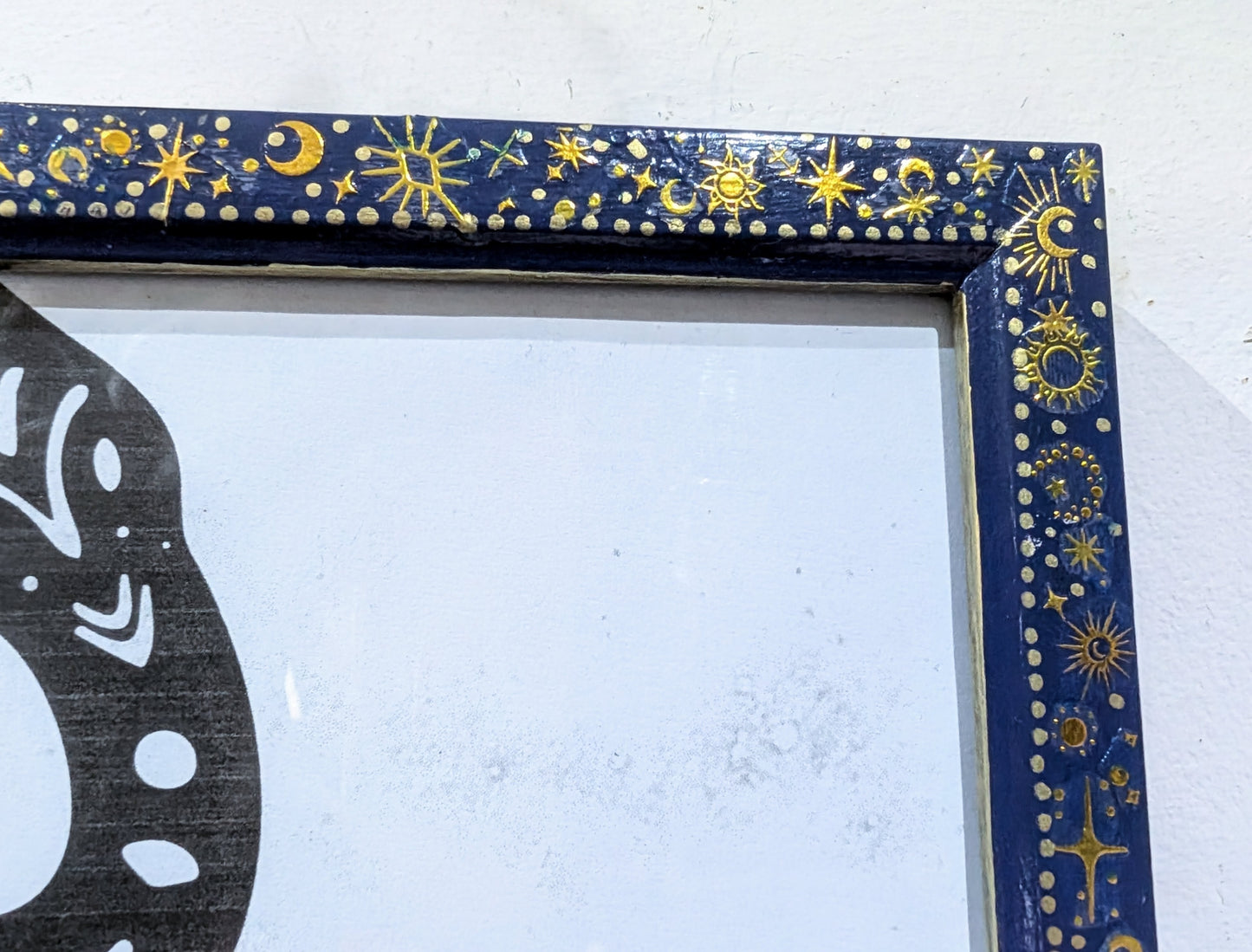 8 x 10" Blue and Gold Celestial Wooden Portrait Wall Hanging Picture Frame