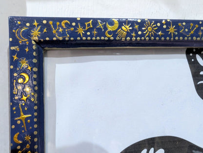 8 x 10" Blue and Gold Celestial Wooden Portrait Wall Hanging Picture Frame