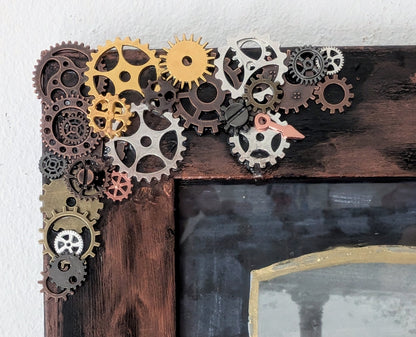8 x 6 Portrait Wall Hanging Steampunk Inspired Photo Frame. Home Decor Gift
