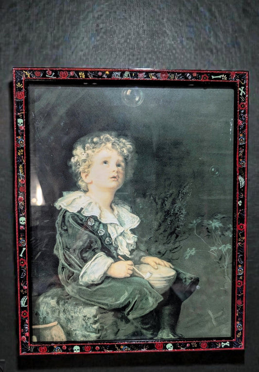 8 x 10" Vintage Tattoo Inspired Portrait Wall Hanging Picture Frame. Black and Red Home Decor Gift