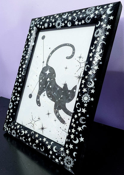 4 x 6" Photo Frame in Black and White Celestial sun, moon and stars. Cosmic Simple Home Decor Gift