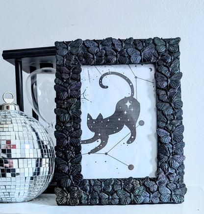 6 x 4" Black Butterflies Picture Frame Metalic Purple, Gold, Green, Gothic Home Decor