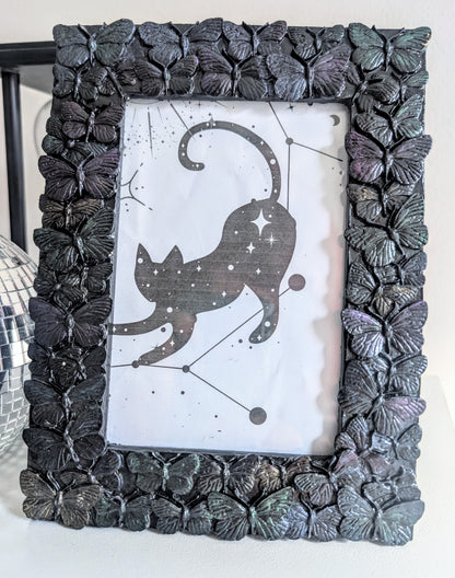 6 x 4" Black Butterflies Picture Frame Metalic Purple, Gold, Green, Gothic Home Decor