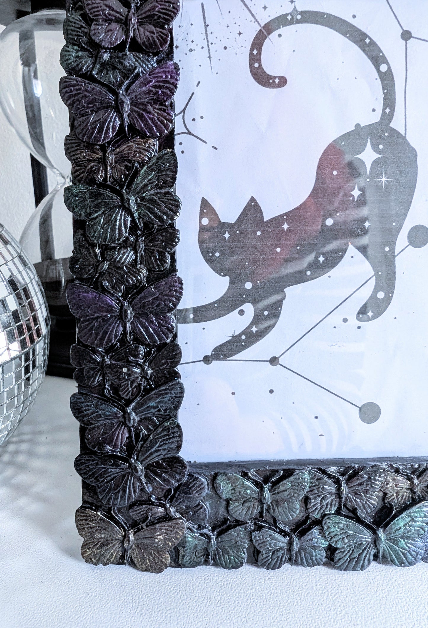 6 x 4" Black Butterflies Picture Frame Metalic Purple, Gold, Green, Gothic Home Decor