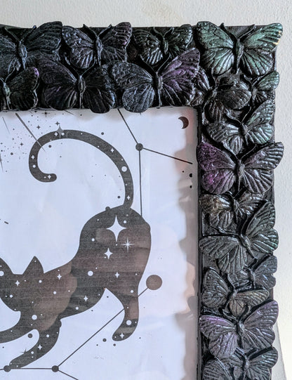 6 x 4" Black Butterflies Picture Frame Metalic Purple, Gold, Green, Gothic Home Decor