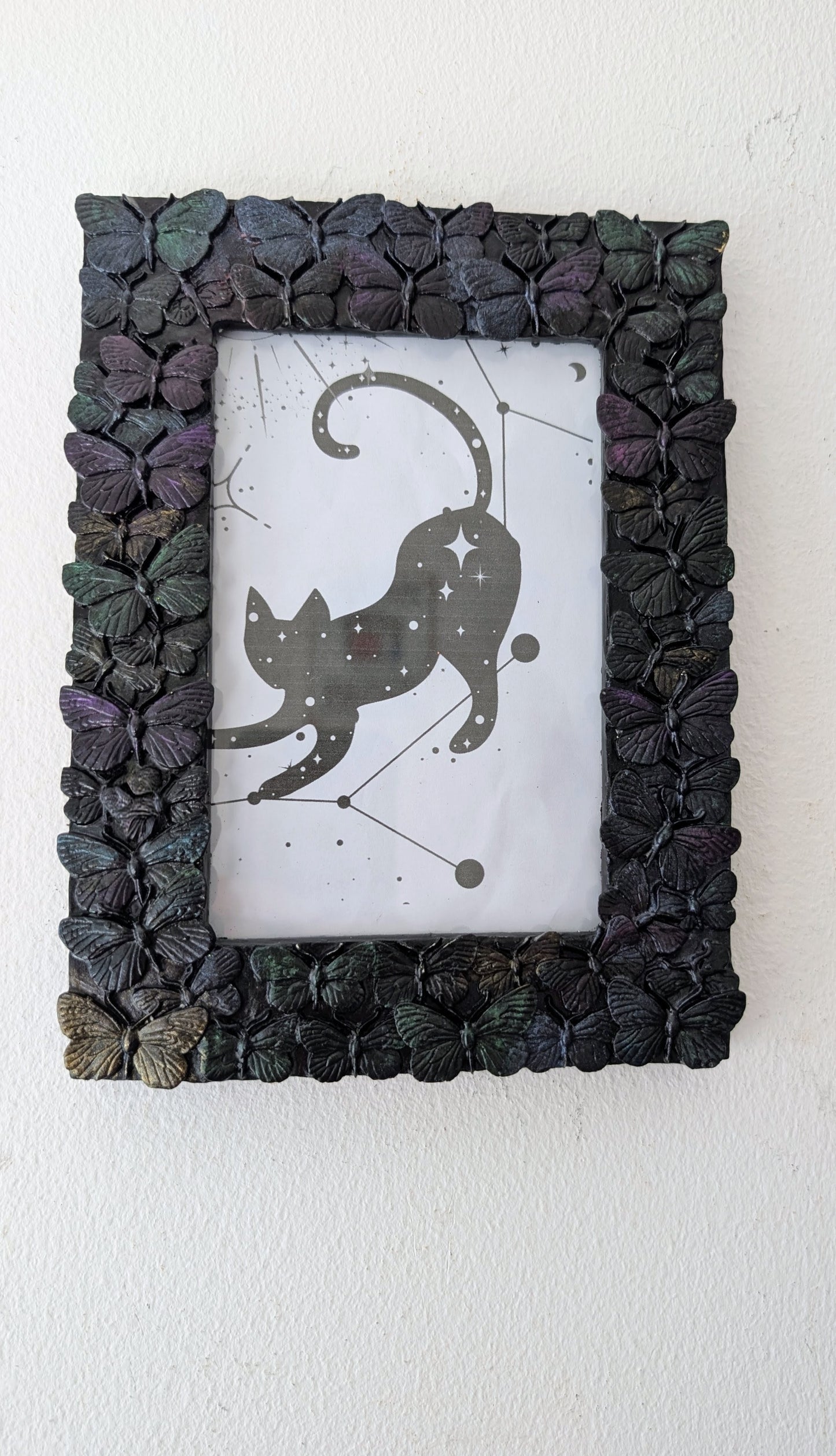 6 x 4" Black Butterflies Picture Frame Metalic Purple, Gold, Green, Gothic Home Decor
