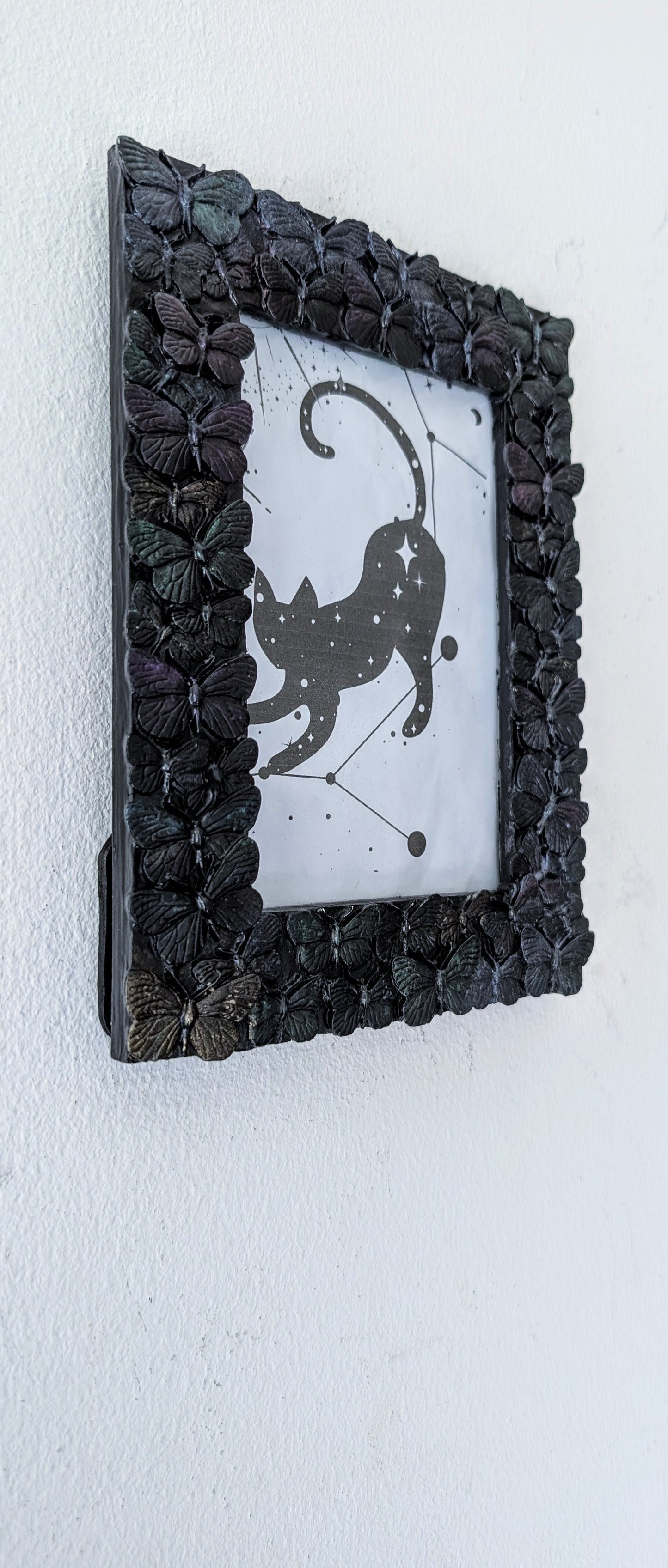 6 x 4" Black Butterflies Picture Frame Metalic Purple, Gold, Green, Gothic Home Decor
