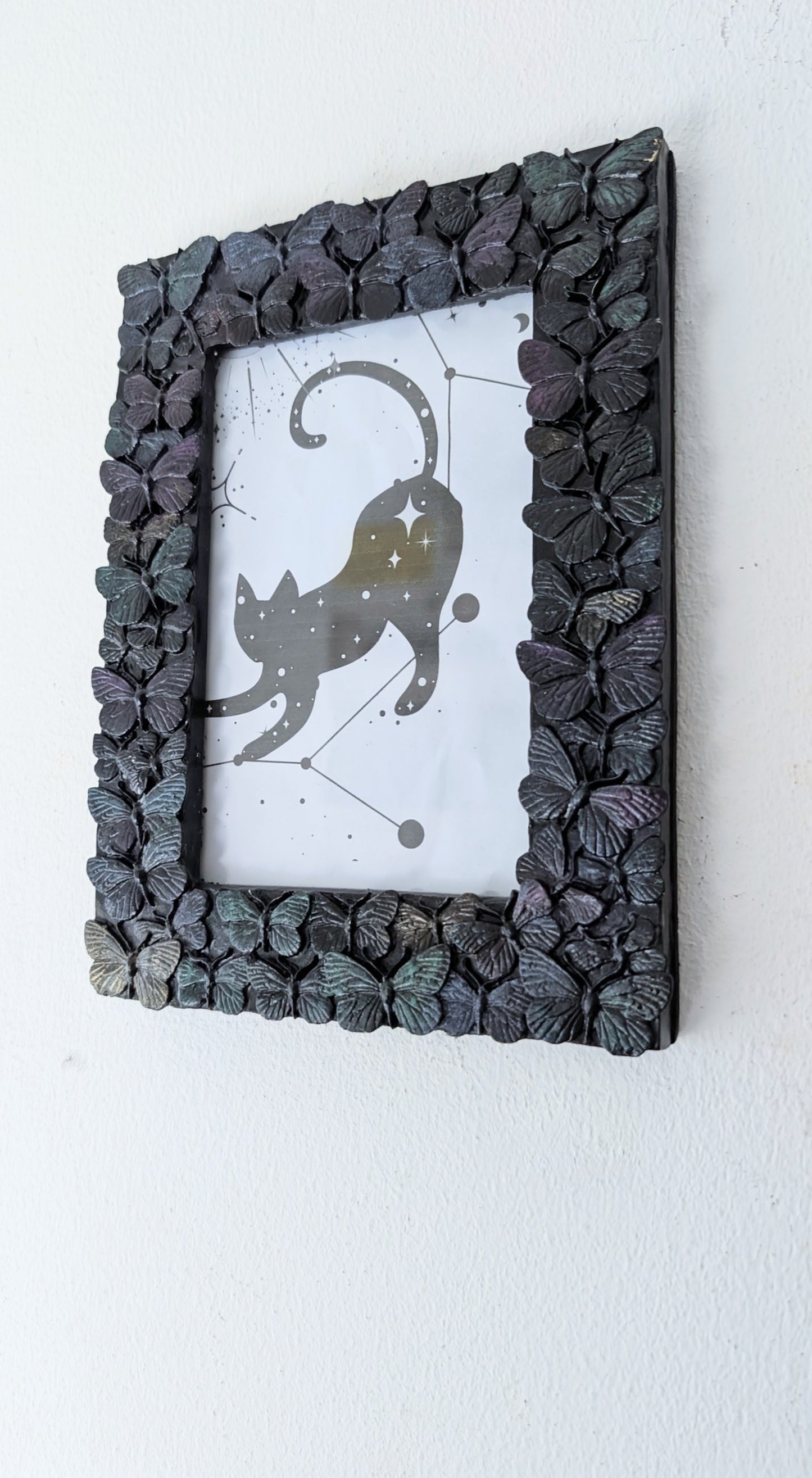 6 x 4" Black Butterflies Picture Frame Metalic Purple, Gold, Green, Gothic Home Decor