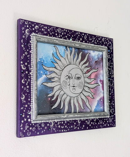 8 x 6" Wall Hanging Picture Frame. Metallic Purple Silver Celestial Cosmic Home Decor
